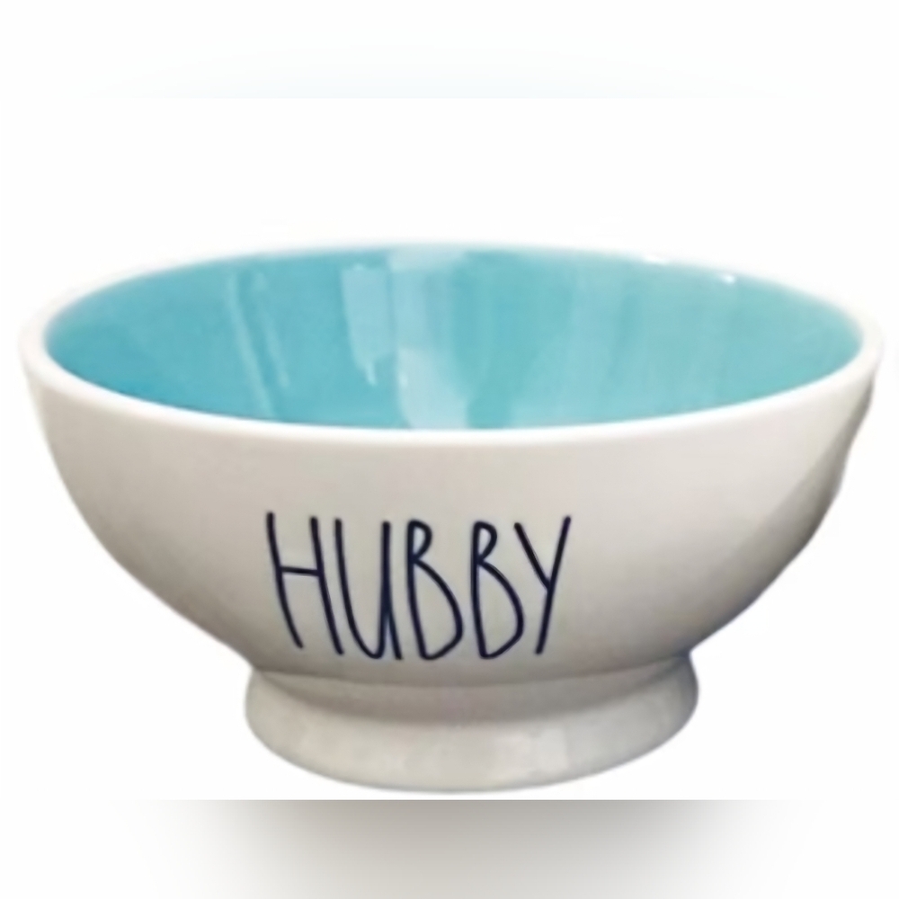 Rae Dunn 'Hubby' Bowl with Blue Interior